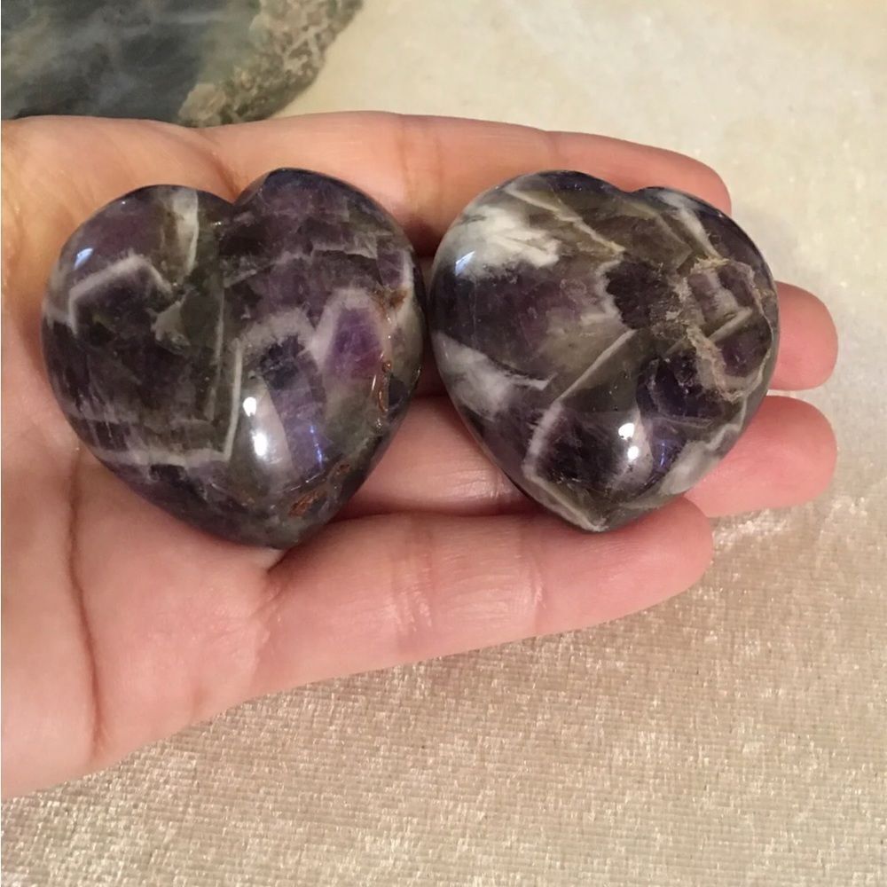 Dream Chevron Amethyst Heart Set Of 2 97g 1.6” 36mm